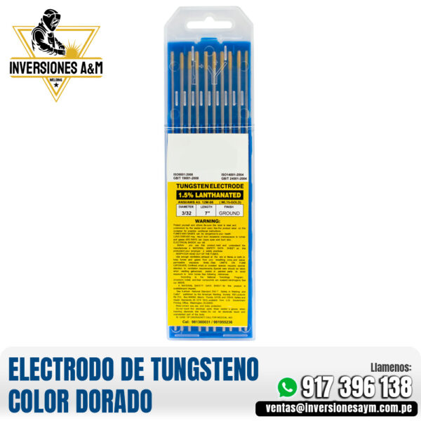 ELECTRODO DE TUNGSTENO COLOR DORADO