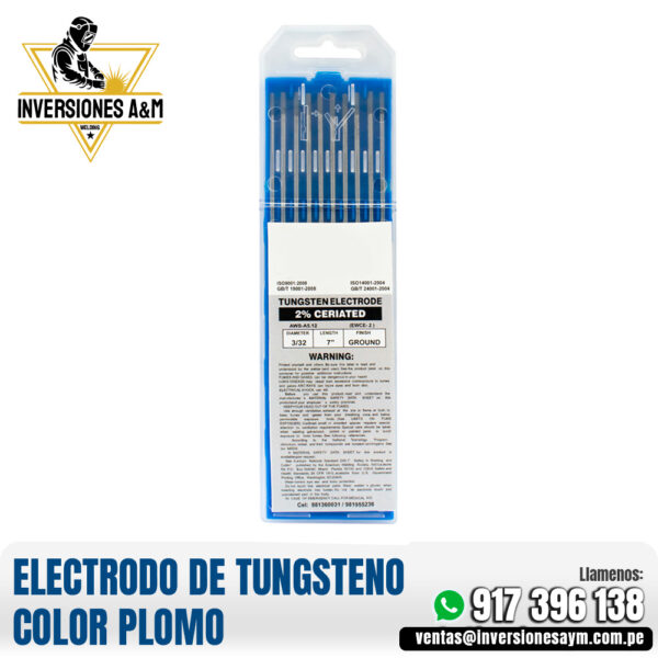 ELECTRODO DE TUNGSTENO COLOR PLOMO