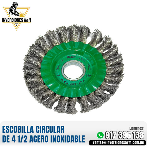 ESCOBILLA CIRCULAR DE 4 1/2 ACERO INOXIDABLE