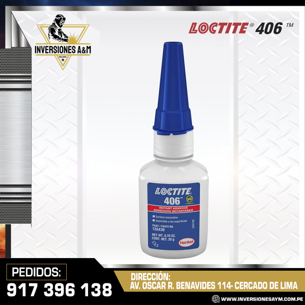 ADHESIVO-INSTANTANEO-LOCTITE®-406.jpg ADHESIVO INSTANTÁNEO- LOCTITE 406 - Imagen 1