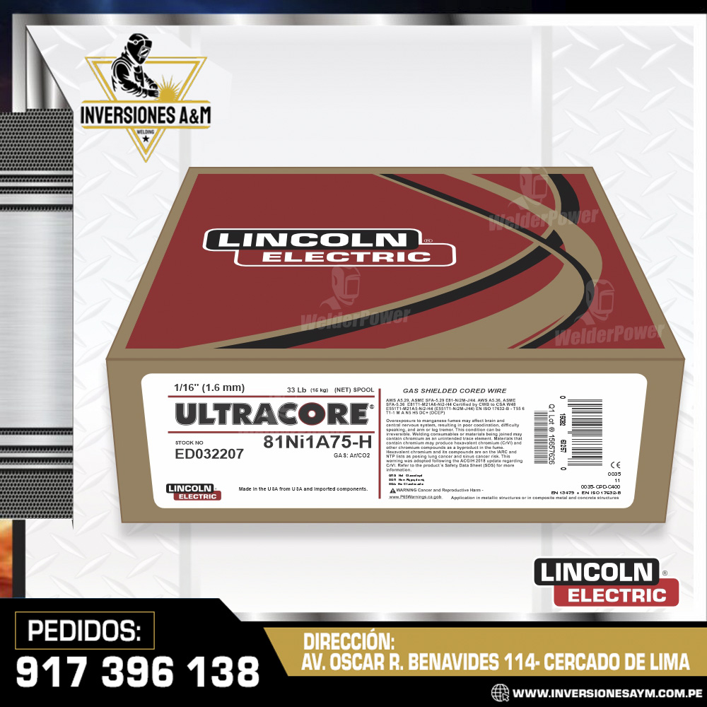 ALAMBRE-TUBULAR-ULTRACORE-81Ni1A75-H-LINCOLN.jpg ALAMBRE TUBULAR ULTRACORE 81Ni1A75-H LINCOLN - Imagen 1
