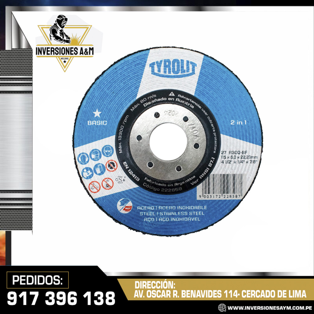 DISCO-DE-DESBASTE-41-2-X-1-4-X-7-8-MARCA-TYROLIT-.jpg DISCO DE DESBASTE 41/2 X 1/4 X 7/8 MARCA TYROLIT - Imagen 1