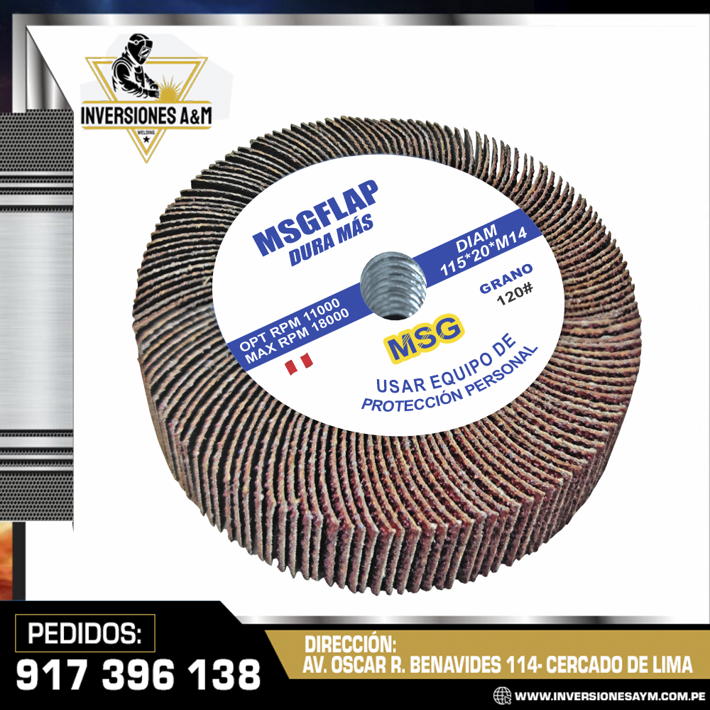 DISCO-FLAP-PARA-PULIR-DE-41-2-GRANO-No120.png MOTA FLAP PARA PULIR DE 41/2 GRANO #120 - Imagen 1