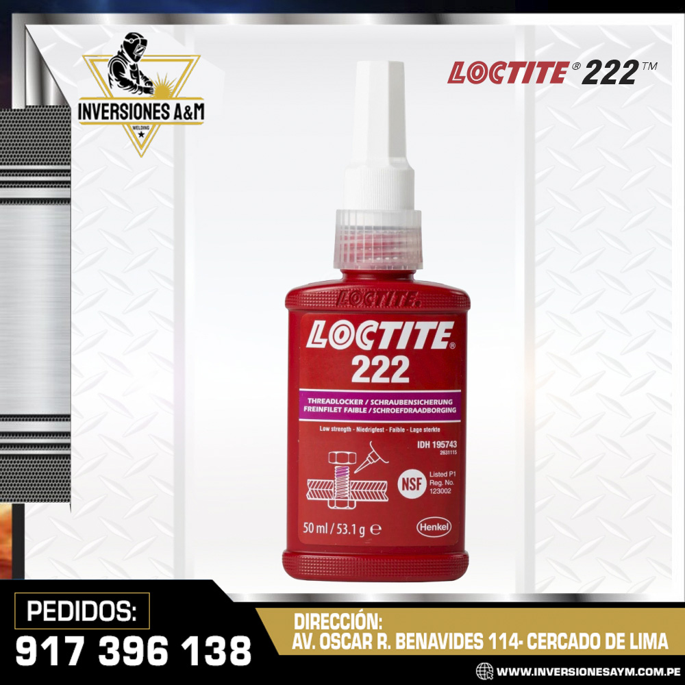 FIJADOR-DE-ROSCAS-BAJA-RESISTENCIA-LOCTITE-222.jpg FIJADOR DE ROSCAS BAJA RESISTENCIA- LOCTITE 222 - Imagen 1