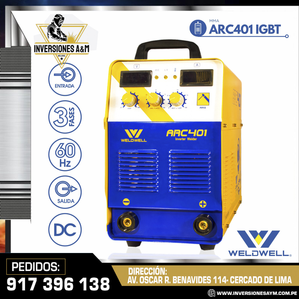 MAQUINA-DE-SOLDAR-ARC-401-IGBT-WELDWELL®.jpg MAQUINA DE SOLDAR ARC 401 IGBT - WELDWELL® - Imagen 1