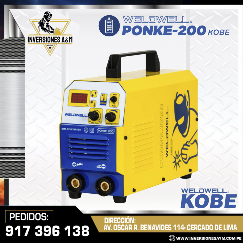 MAQUINA-DE-SOLDAR-PONKE-200-KOBE-WELDWELL®.jpg MAQUINA DE SOLDAR PONKE-200 KOBE - WELDWELL® - Imagen 1