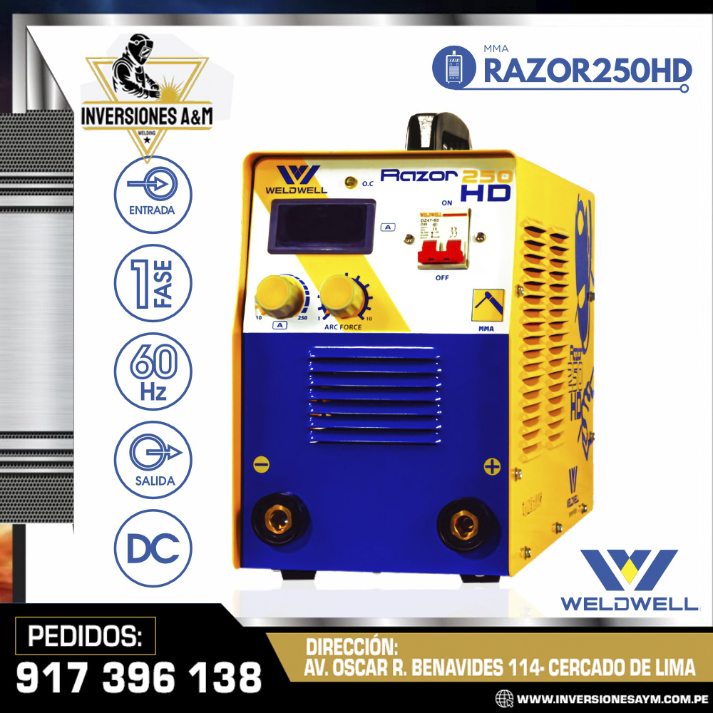 MAQUINA-DE-SOLDAR-RAZOR-250HD-WELDWELL®.jpg MAQUINA DE SOLDAR RAZOR 250HD - WELDWELL® - Imagen 1