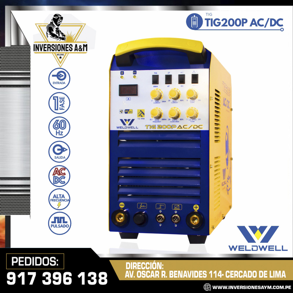 MAQUINA-DE-SOLDAR-TIG-200P-AC-DC-WELDWELL®.jpg MAQUINA DE SOLDAR TIG 200P AC-DC - WELDWELL® - Imagen 1
