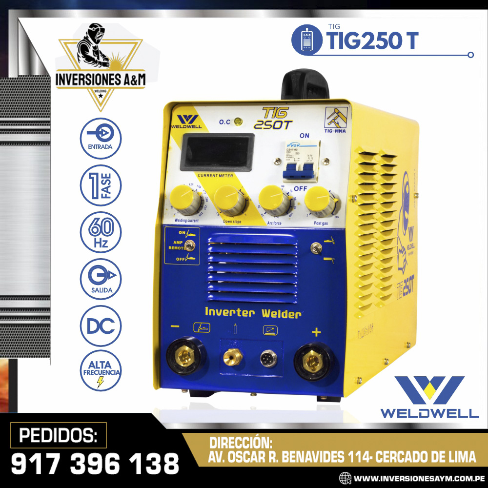 MAQUINA-DE-SOLDAR-TIG-250T-WELDWELL®.jpg MAQUINA DE SOLDAR TIG 250T - WELDWELL® - Imagen 1