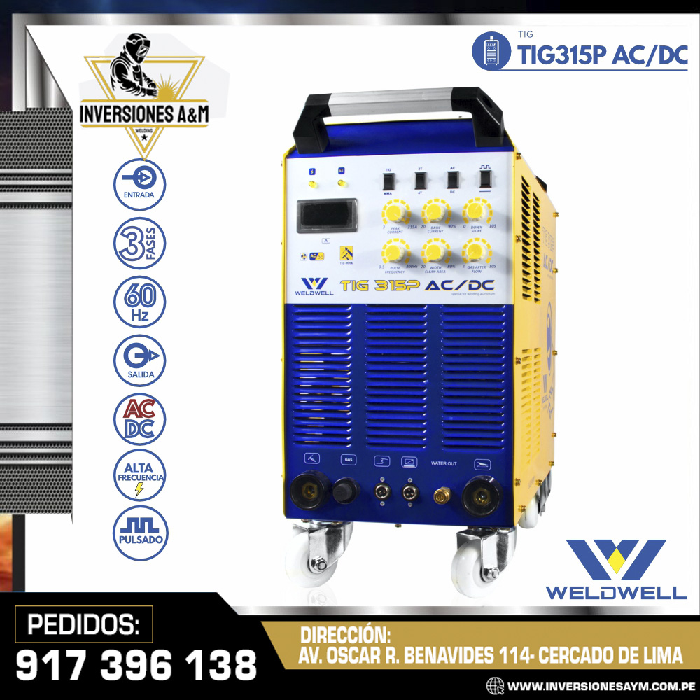 MAQUINA-DE-SOLDAR-TIG-315P-AC-DC-WELDWELL®.jpg MAQUINA DE SOLDAR TIG 315P AC-DC - WELDWELL® - Imagen 1