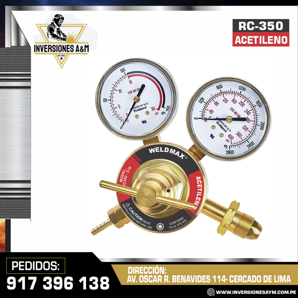 REGULADOR-ACETILENO-RC-350-WELDMAX.jpg REGULADOR ACETILENO RC-350 WELDMAX - Imagen 1