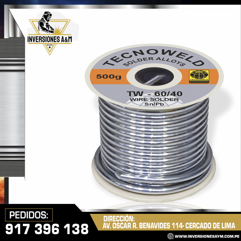 SOLDADURA-DE-ESTANO-TW-60-40-Sn-Pb.jpg SOLDADURA DE ESTAÑO TW-60-40 (Sn-Pb) - Imagen 1
